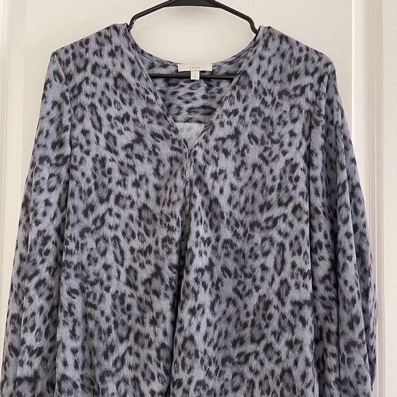 Joie Blue Leopard Long Sleeve Blouse - Picture 3 of 4